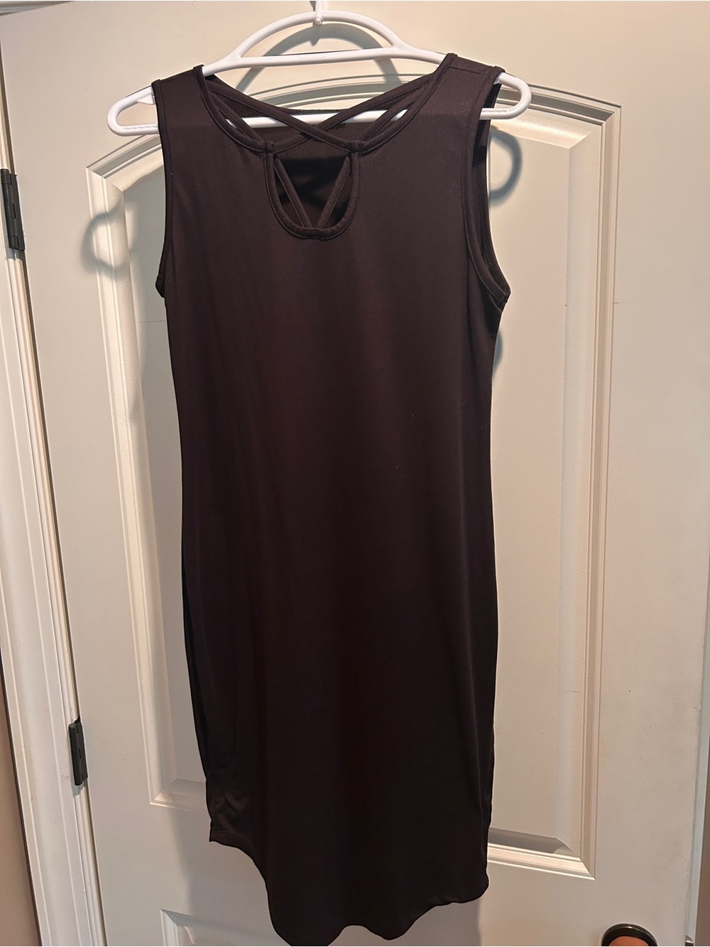 Sleeveless Crisscross Back Tank Dress - Black